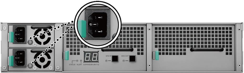 2 Připojte jeden konec napájecího kabelu k napájecímu portu zařízení RX2417sas a druhý do elektrické zásuvky.