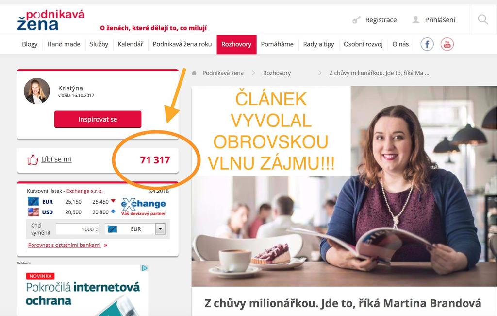 v roce 2017 publikovala svou sbírku rad a tipů pro ženy v e-booku MRCHA VS. HODNÁ HOLČIČKA. E-book se stal hitem a stáhlo si jej již přes 17 000 žen!