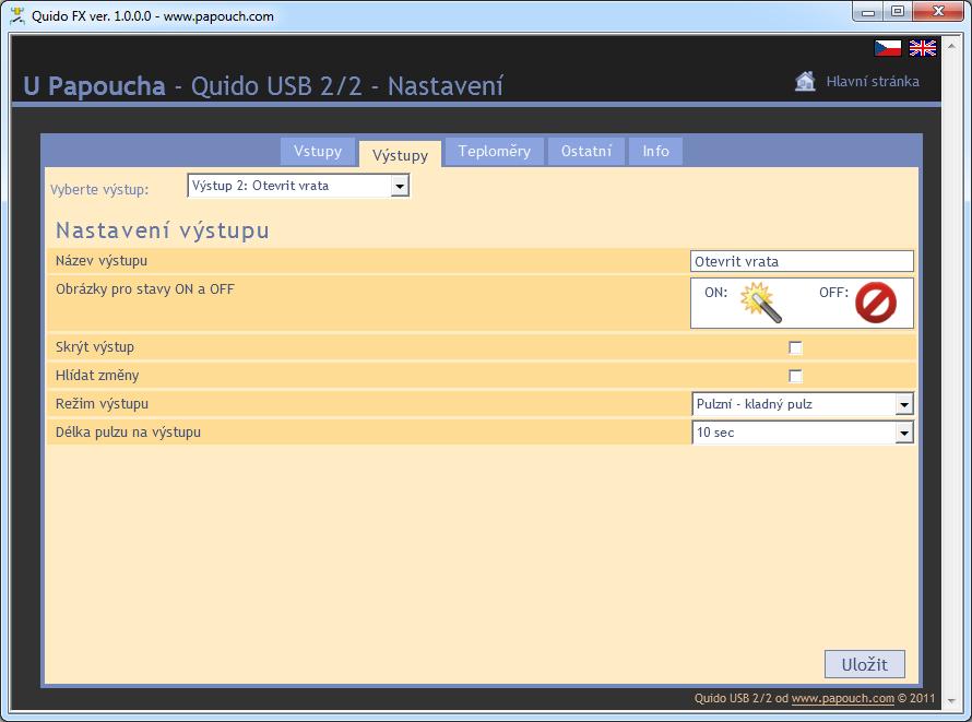 obr. 9 - Konfigurace výstupu