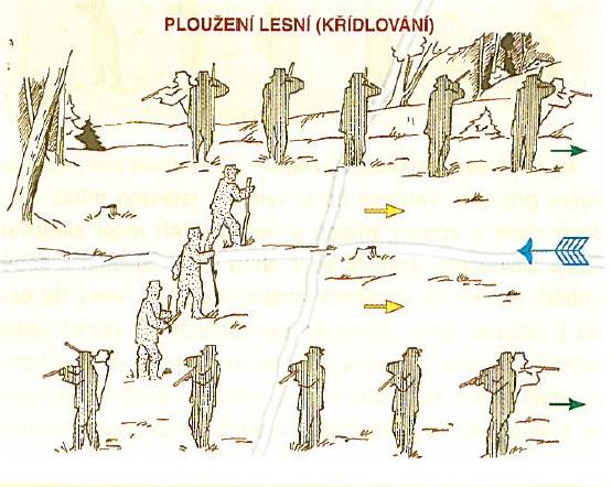 UTB ve Zlíně, Fakulta logistiky a krizového řízení 24 Obr. 4. Ploužení lesní (křídlování) 48 Kruhová leč (kruhový, kolový hon) je hon určený k lovu drobné zvěře výhradně pro polní hony.