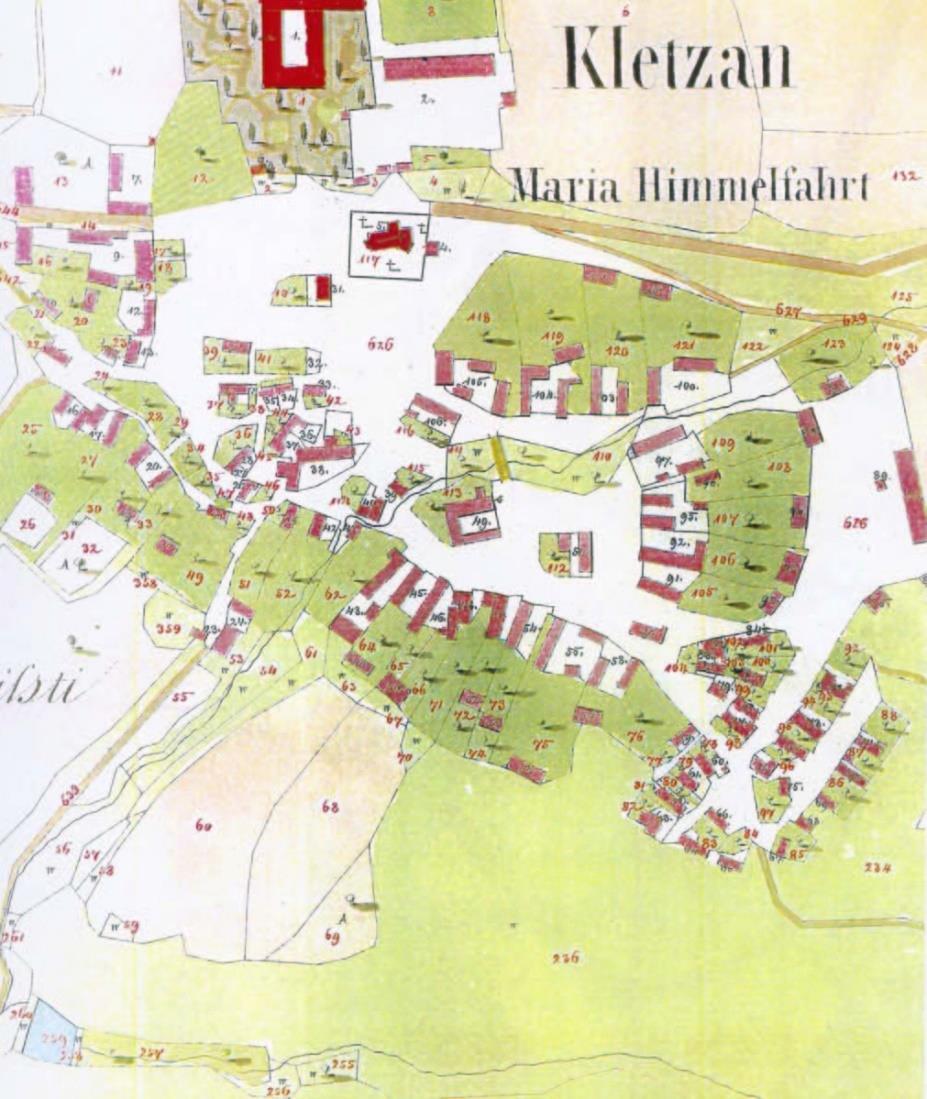 Mapa stabilního katastru obce Klecany 1 :