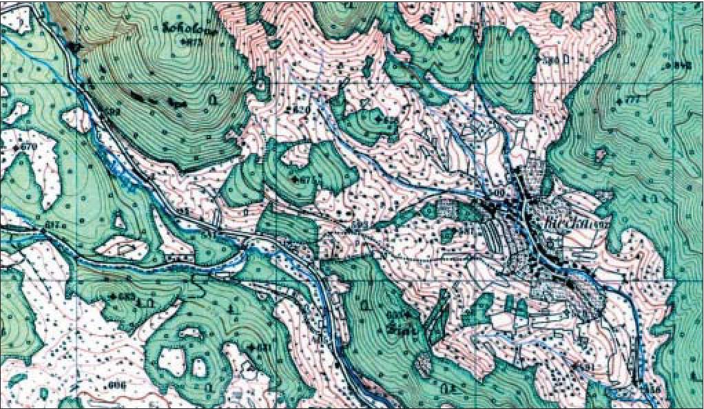 Ukázka jednoho z prvních listů mapy v měřítku 1 : 20 000