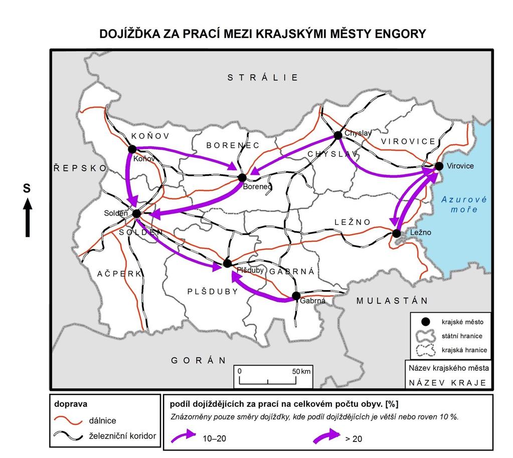 Rozhodněte u každého tvrzení pouze na základě informací obsažených v mapě, zda je pravdivé. V případě, že na základě mapy nelze o pravdivosti tvrzení rozhodnout, je tvrzení bráno jako nepravdivé.