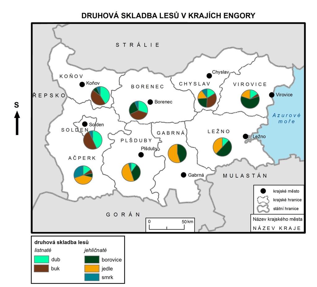 Rozhodněte u každého tvrzení pouze na základě informací obsažených v mapě, zda je pravdivé. V případě, že na základě mapy nelze o pravdivosti tvrzení rozhodnout, je tvrzení bráno jako nepravdivé.