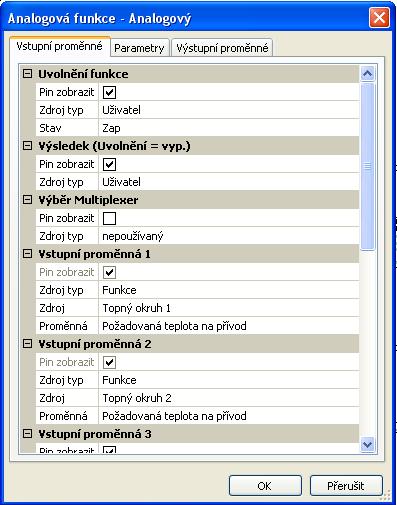 Vstupní proměnné Vstupní proměnné Vstupní proměnné jsou spojovacím článkem mezi senzory, výstupními proměnnými z jiných funkčních modulů nebo dalších zdrojů.
