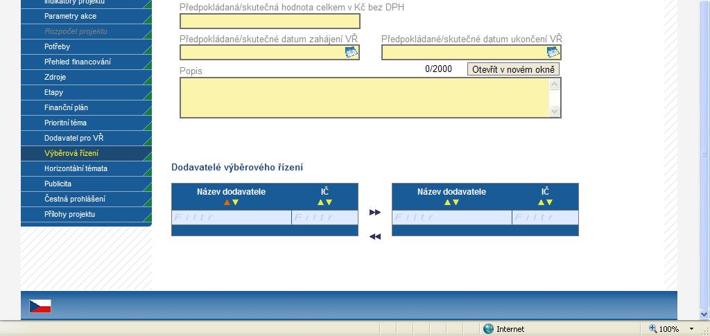 Uveďte informace o všech výběrových řízeních, včetně zakázek malého rozsahu, která se vztahují k realizaci