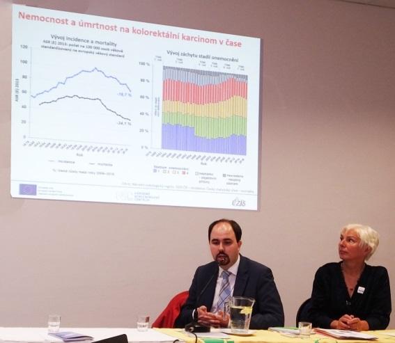 RNDr. Ondřej Májek zastoupil prof. Ladislava Duška a seznámil nás se statistickými daty týkajícími se prevence a výskytu kolorektálního karcinomu.