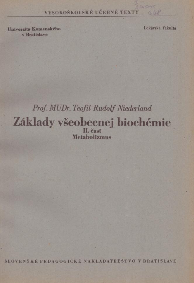 Lekárska chémia a biochémia na lekárskych fakultách na Slovensku významní predstavitelia prof. MUDr. T. R.