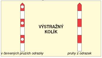 1. Návěst Pískejte - kolík se střídavě červenými a bílými pruhy, v červených pruzích bílé odrazky nebo střídavě červené a bílé pruhy z odrazek, přikazuje strojvedoucímu nebo zaměstnanci v čele