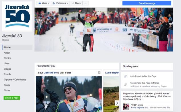 FB.COM/JIZ50 16 267 fanoušků meziroční nárůst o 33 % Vzkazy z FB profilu v