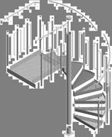 Spirálové schodiště typ LG Standard Tento typ schodiště se sestavuje z typizovaných prvků (schodišťové stupně a sloupky zábradlí v