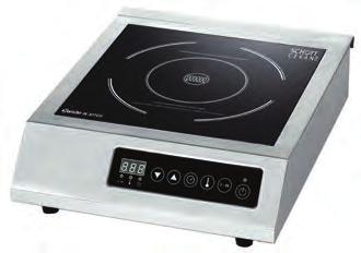 skleněné desce Regulace výkonu pomocí otočného knoflíku 10 úrovní výkonu (800-3500 W / 800-3500 W) + 1 další stupeň (800-5000 W / 800-2000 W) Příkon: 7 kw / 400
