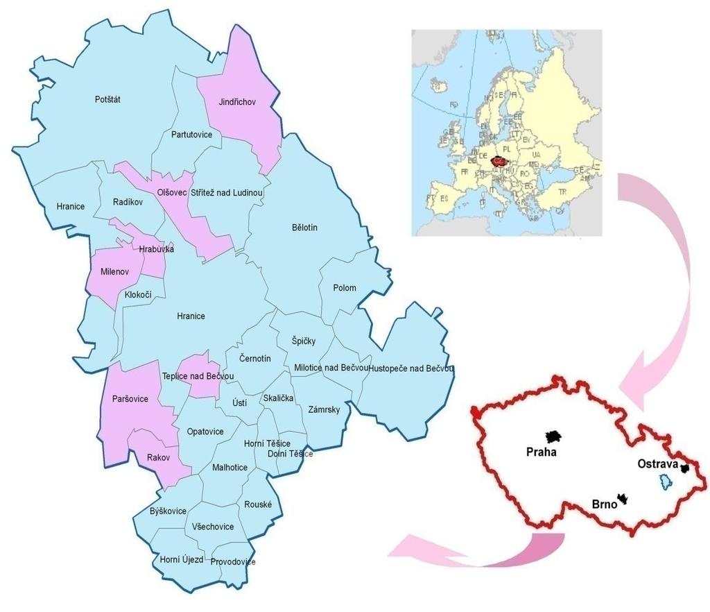 Territory = Hranicko Region - 31 municipalities - more