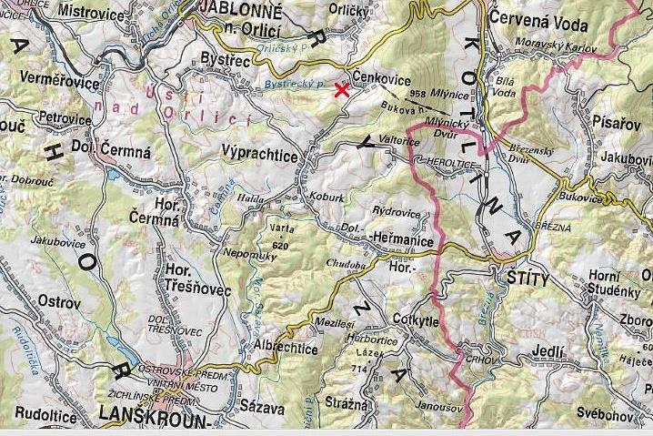 INFORMACE O POLOZE Obec Čenkovice leží v podhůří Orlických hor okres Ústí nad Orlicí, Pardubický kraj.