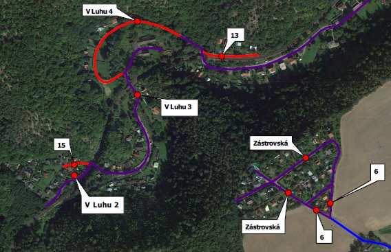 V Luhu 4 Světelná situace Typická rychlost hlavního uživatele: 5 30 km/h Druh hlavního uživatele: M, S Další povolený uživatel: C, P Světelná situace: D3 Charakteristické parametry Stavební opatření