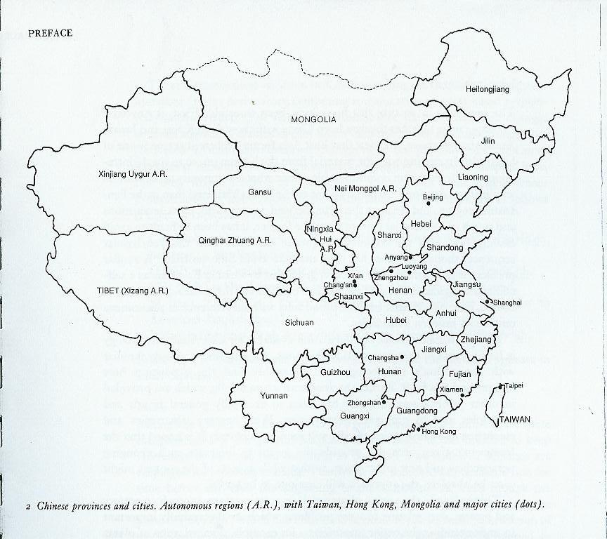 (Barnes 1999, 9) Mapa II. Čínské provincie a města.