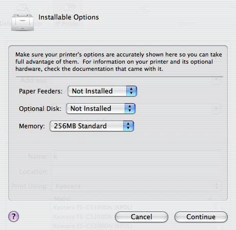 a zadejte adresu IP a název tiskárny. Poznámka AppleTalk není podporován v systému OS X 10.6.