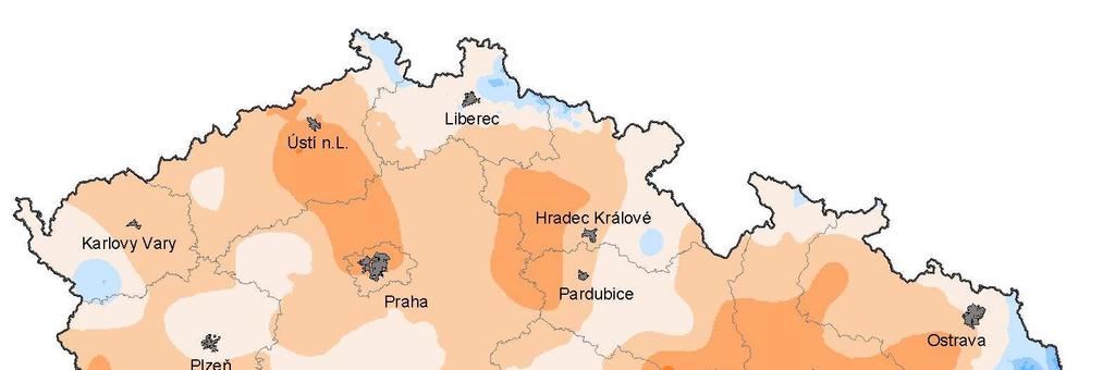 POTENCIÁLNÍ VLÁHOVÁ BILANCE PŮDY S TRAVNÍM POROSTEM (mm) NA ÚZEMÍ ČR,