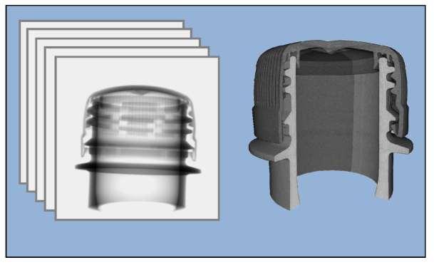 Werth Computed Tomography výpočet voxelových dat Z pixelu na voxel: z 2D snímků