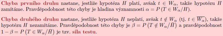 Testování hypotéz Předpokládejme, že máme hypotézu H: ϑ ϑ