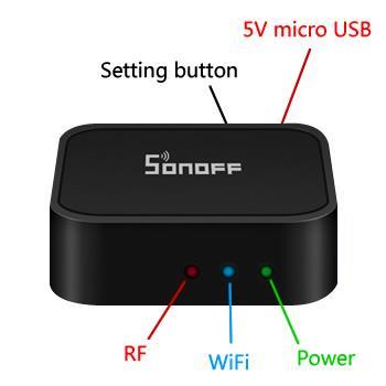 1. Zapněte RF Bridge pomocí kabelu micro USB. Zelená LED se rozsvítí. 2.