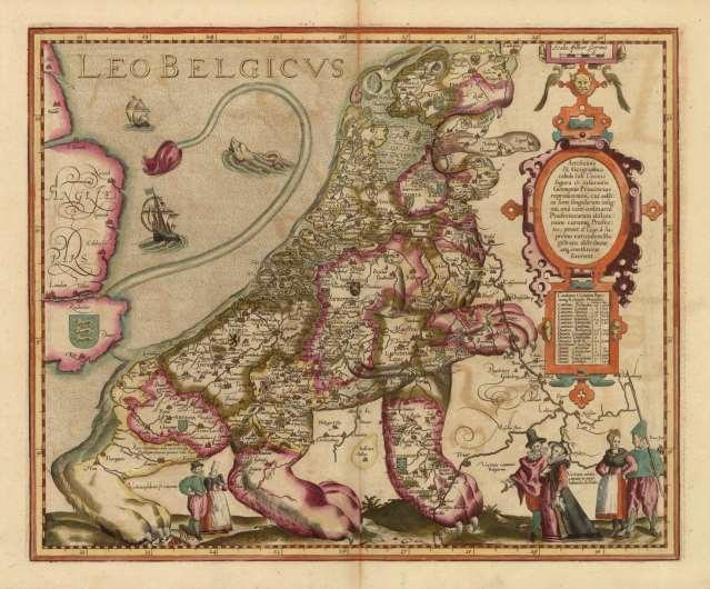 Leo Belgicus Lev belgický Keere, Petrus (1571 1646) Měřítko: [ca 1:1 500 000]