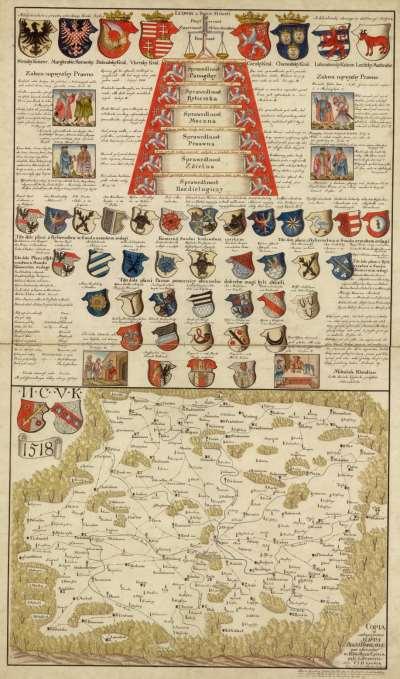 COPIA ab antiquissima MAPPA REGNI BOHEMIÆ quae asservatur in Bibliotheca episcopali Litomeric Kopie nejstarší mapy Království českého chované v