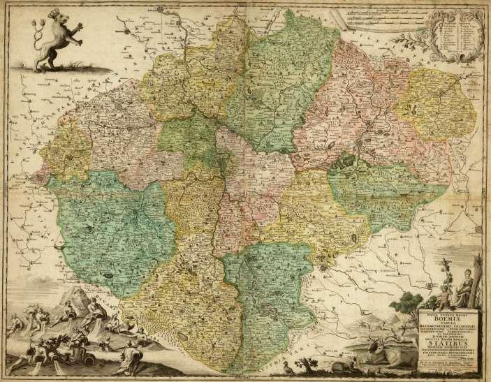 NOVA TOTIUS REGNI BOHEMIÆ TABULA Nová mapa Království českého Vogt, Mauritius (1669 1730)