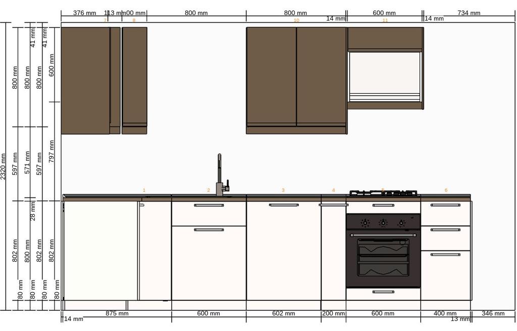 ikea - Severní stěna Všechny rozměry v mm