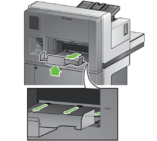 Postranní vodítka horního zásobníku a zadního výstupního zásobníku jsou zmagnetizovaná, a je tak možné je snadno posouvat doleva a doprava apřizpůsobovat je formátu