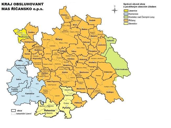 6 VYMEZENÍ ÚZEMÍ ŘÍČANSKA Území MAS Říčansko o celkové rozloze 275,22 km² leží v jihovýchodní části území Středočeského kraje, na území okresu Praha-Východ.