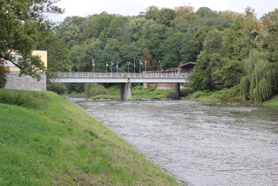 Obrázek 15 Silniční most km 37,174 Z fotografie (obrázek 15) je vidět zúžení koryta v profilu silničního mostu.