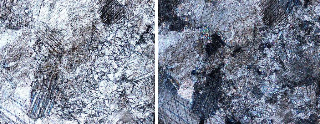 244 Bull Mineral Petrolog 26, 2, 2018. ISSN 2570-7337 (print); 2570-7345 (online) Krystalický vápenec Pro podrobnější studium byly zhotoveny výbrusy ze dvou vzorků.
