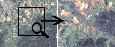 prostorovým rozlišením a multispektrální (barevná) data s prostorovým rozlišením nižším.