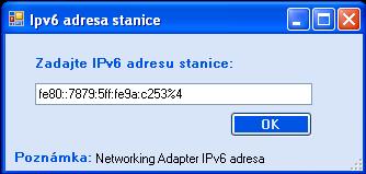 Obr. 7.9: Formulář zadávání IPv6 adresy klientské stanice Po zadání adresy (stanice IPv4 bez zadávání adresy) stanice přejde do běhu na pozadí operačního systému.