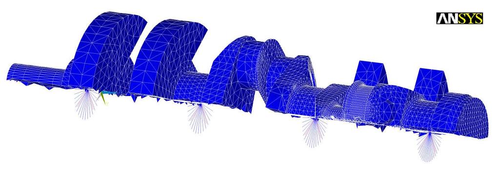 9.3 NAPJATOSTNÍ ANALÝZA V ANSYSU 9.3.1 POUŽITÉ ELEMENTY A VAZBY Objemová mesh byla importována z ICEM CFD tvořena prvky Solid 187, které jsou díky svému tvaru nejvhodnější prvek pro tvorbu meshe na modelu z CAD systémů.