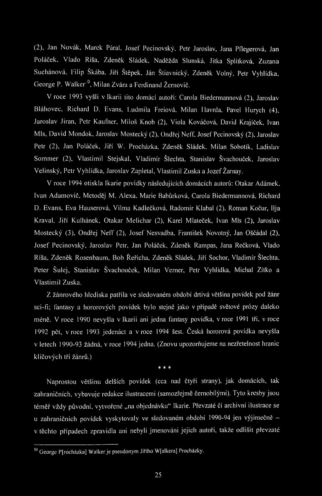 (2), Jan Novák, Marek Páral. Josef Pecinovský, Petr Jaroslav, Jana Pflegerová, Jan Poláček, Vládo Ríša, Zdeněk Sládek, Naděžda Slunská, Jitka Splítková, Zuzana Suchánová, Filip Škába.