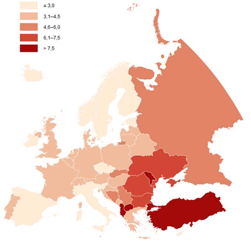 Kojenecká úmrtnost Infant mortality rate Island (2016) Finsko (2016) Slovinsko (2016) Norsko (2016) Estonsko (2016) Švédsko (2016) Španělsko (2016) Česká republika (2016) Itálie (2013) Bělorusko