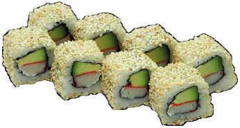 SAKE AVO SPECIAL osos, mango, okurka, plátky lososa a avokáda salmon, mango, cucumber, slices of