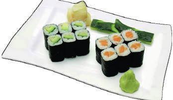 SUSHI MENU M2. 6ks MAKI SAKE losos a 6ks MAKI AVO avokádo 6pcs MAKI SAKE salmon and 6pcs MAKI AVO avocado 149,- M3.