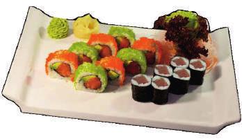6ks MAKI avokádo, 8ks CALIFORNIA- SEZAM TEMPURA INSIDE losos 6pcs MAKI avocado,