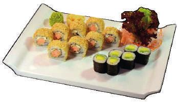6ks KATZU ROLL, 4ks SAKE ROLL losos, 3ks MAKI losos, 3ks MAKI tuňák,3ks MAKI
