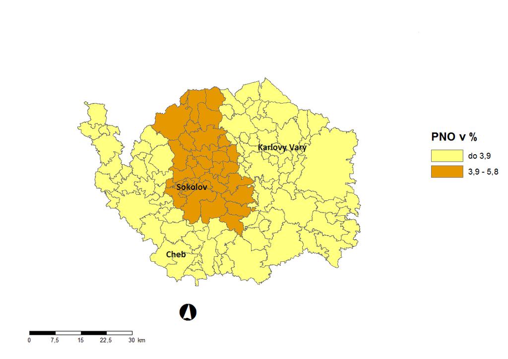 3. MAPA ArcView - Podíl nezaměstnaných v okresech kraje (mapa kraje) 4. GRAFY 1.
