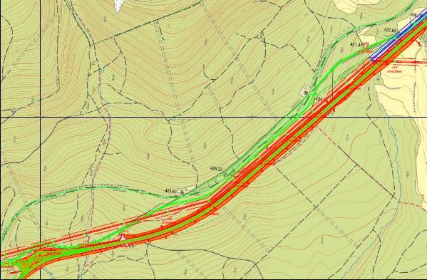 - Cyklostezky, která je v těchto místech již prakticky vybudována - VTL plynovodu (viz zelená čára obrázek níže) - Železnice (viz obrázek níže) - Optického kabelu Obrázek č.