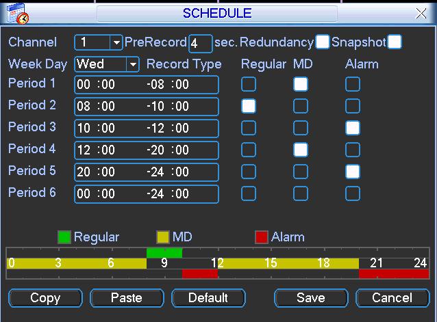 1.3 Nastavení nahrávání (Podle plánu) 1.3.1 Schedule Menu (Plánovací Menu) V hlavním menu, Nastavení-Schedule můţete měnit parametry pro plánované nahrávání, viz. Obr 2-5.