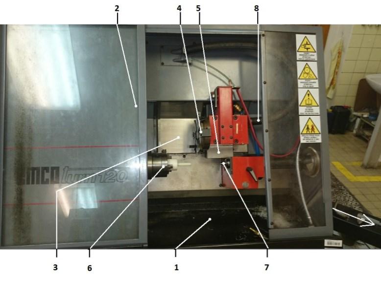 3. Výroba součásti (vzorku) 3.1. EMCOturn120 CNC EMCOturn 120 (viz obr. 3.2) se používá k výrobě součástí hřídelových a přírubových typů, které nepřesahují průměr 90 mm a délku 160 mm.