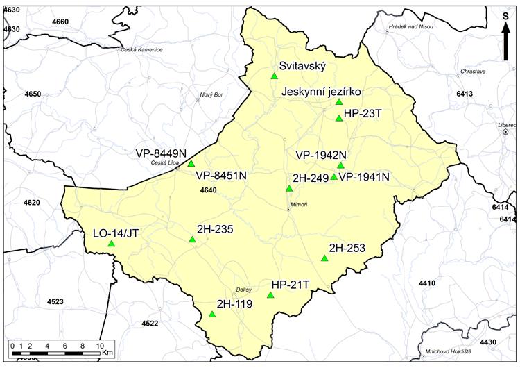 7.2. VÝVOJ KVALITY PODZEMNÍ VODY V rajonu 4640 se nachází 11 vrtů a 2 prameny s reprezentativními časovými řadami chemického složení vody, 7 vrtů a 1 pramen reprezentují kolektor BC, 2 vrty a 1