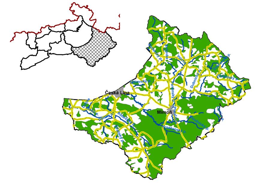 2. VYMEZENÍ RAJONU Hydrogeologický rajon 4640 Křída Horní Ploučnice zahrnuje území mezi Lužickými horami, Ještědem, Doksy a Českou Lípou.