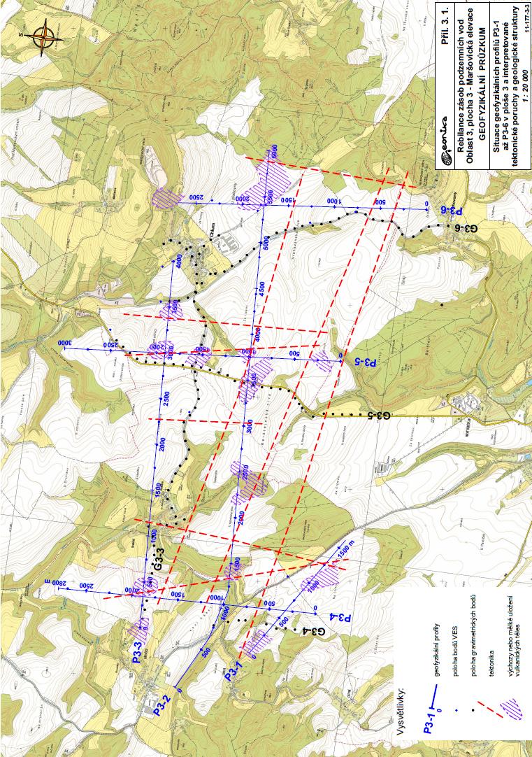 Rebilance zásob podzemních vod Obrázek 4-8 Mapový výstup z nově provedeného geofyzikálního průzkumu v oblasti tzv.