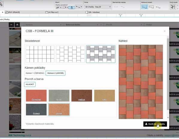 Jednoduše pak stačí produkty CS-BETON přidat do vašich projektů a nastavit jim požadované vlastnosti, kterými je nejen barva či povrch, ale například i možnosti pokládaných vzorů a doporučené vzorové